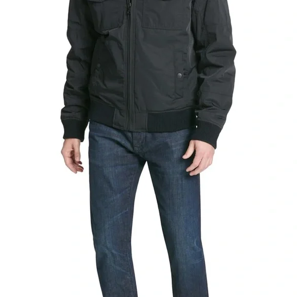 Tommy Hilfiger Men's Black Bomber Jacket, Water and Wind Resistant, Size M - Picture 2 of 14